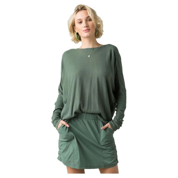 Prana Narcisso Sweater Green Draped Long Sleeve Top - Picture 3 of 11